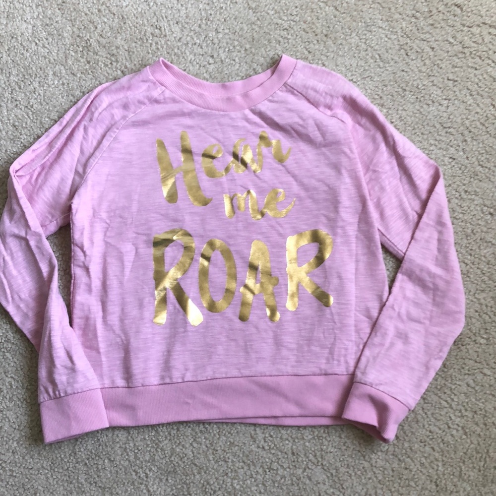 Gymboree NWOT pink “Hear Me Roar” lightweight sweatshirt
